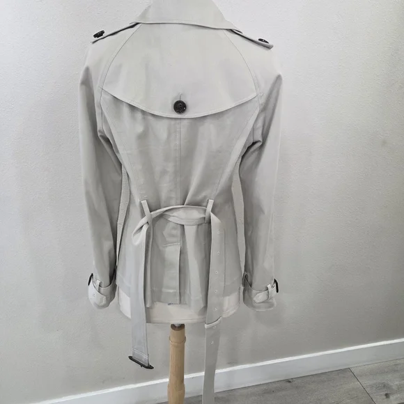 Burberry Light Gray Double-Breasted Trench Coat - Picture 16 of 17